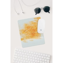 Turuncu Beyaz Desenli Bilek Destekli Dikdörtgen Mouse Pad Mouse Altlığı. Mousepad