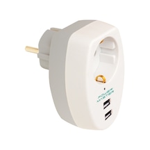 Powermaster PM-4911 2 USB'li Tekli Termal Akım Korumalı Priz Beyaz