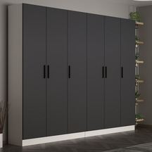 Minar Kale 210 Cm 6 Kapaklı 2b Raf Portmanto Beyaz Antrasit