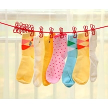 Rose-185cm Taşınabilir Çok Fonksiyonlu Kurutma Rafı Klipler Elbise Askıları Açık Seyahat Çelik Elbise Hattı 12 Adet Klip İle Clothespins