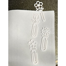 3d Baskı Çiçek Figürlü Ataç Ve Kitap Ayracı - 8li Set - Beyaz