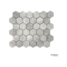 Tuqco Doğal Taş 2 Hexagon Tundra Gri Cilalı Mermer Mozaik