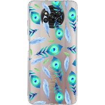 Xiaomi Poco X3 Nfc İle Uyumlu 1mm Slim Fit Nazar Boncuğu 3 Baskılı Şeffaf Kılıf Şeffaf