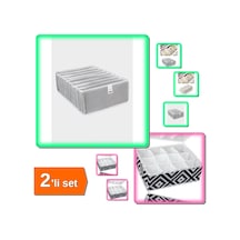 8 Bölmeli Akordiyon Çekmece Düzenleyici + 12 Bölmeli Mozaik Desen Organizer - 2li Set Ghı456 Belirtilmemiş