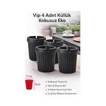 Kokusuz Sert Plastik Oto Araba Küllük 4 Adet Eko Plastik Siyah Yuvarlak