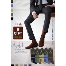 Kral Socks Bambu Erkek Soket Düz Uzun Çorap Klasik Yazlık Dikişsiz 5'li Çift Çok Renkli