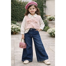 Miss Elitte Örgü Yelekli Taş Detaylı 3 Lü Takım 6-9 Yaş-1027970 - Pembe Pembe