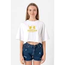 Gen V Godolkin University Logo Beyaz Kadın Crop Tshirt Beyaz