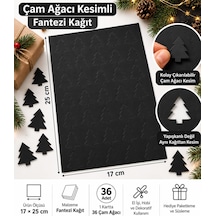 Hazır Kesim Kağıt Çam Ağacı Desen 36 Adet Siyah Fantezi Kağıt Süs, Hediye Paketleme, Dekorasyon Ve Hobi