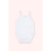 Kız Bebek Özel Dokulu Askılı Beyaz Body Çok Renkli 2411GB03005