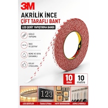 3m Akrilik İnce Çift Taraflı Bant 10mm X 10 Metre Led Şerit Yapıştırma Güçlü Şeffaf Bant 10mm 10 M