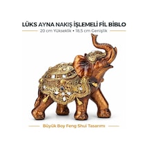 Lüks Ayna Nakış İşlemeli Feng Shui Fil Biblo 20 Cm Büyük Boy Dekoratif Heykel Ev Ofis Hediyesi