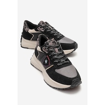 Luvishoes Bıella Siyah Süet Desenli Kadın Sneaker Siyah