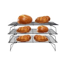 Paslanmaz Çelik Yapışmaz Tel Izgara Hamur İşleri Tepsisi Kek Pişirme Soğutma Rafı Fırın Mutfak Pizza Ekmek Kurabiye Tutucu Barbekü Rafı Siyah