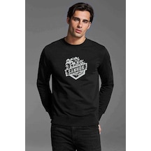 Pubg Sanhok Siyah Baskılı Siyah Erkek Örme Sweatshirt