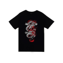 Dragon Ejderha Baskılı Unisex %100 Pamuk Siyah T-shirt SIYAH