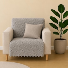 Sycamore Home Tekli Koltuk Örtüsü 110x175 Cm 3 Lü Koltuk Oturma Yeri Örtüsü Şönil Jakarlı Kaymaz Yıkanabilir Koltuk Örtüsü Açik Gri