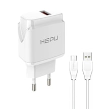 HEPU HP617M 2.1A Seyahat Şarj Aleti USB-Micro USB Kablo Set