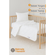 Ecotermo Beyaz Bebek Yorganı 95x145 CM + 1 Adet 35x45 Bebek Yastığı Yumuşak ve Nefes Alabilen