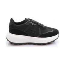 Dgn Brt2427 Kadin Bağcikli Kalin Tabanli Sneaker Ayakkabi Siyah