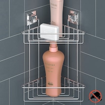Teknotel Yapışkanlı Krom Iki Katlı Banyo Köşe Rafı Krom Ef257 Çok Renkli