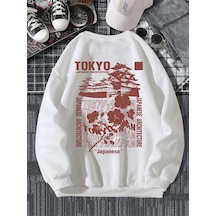 Startmore Japon Tokyo Sakura Baskı Bahar Rahat Kadın Kazak Kazak Sıcak Yumuşak Hoodies Gevşek Crewneck Beyaz