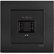 Viko Novella Siyah Usb Şarj Prizi 5v 2a Çerçeveli - 92605509