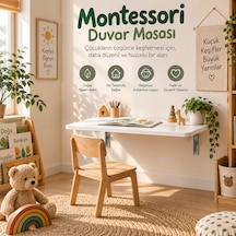 Montessori Masa 90x50 CM Katlanabilir Duvar Masası Çocuk Çalışma Oyun ve Aktivite Masası Beyaz