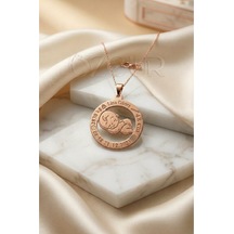 925 Ayar Gümüş Kişiye Özel Yazılı Bebek Figürlü Kolye Rose Gold