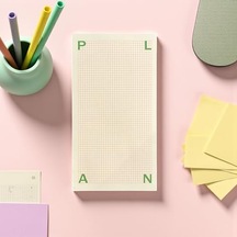 Masaüstü Planlayıcı Kopar-at Kareli Not Kağıdı Not Defteri 150 Yaprak, 90 Gr Ivory Kağıt Uzun Form Planlayıcı 226x118 Mm Plan