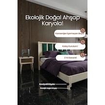 Ori On Model Zümrüt Yeşili Puf Başlıklı Masif Ahşap Karyola Kolay Kurulum Fırınlanmış İthal Sibirya Çamı 150x200 Yatak Uyumlu - Doğal