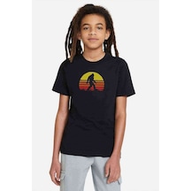 Tshirthane Silhouette Retro Sasquatch Goril Baskılı Unisex Çocuk Siyah T-Sh