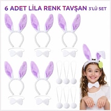 Lila Tavşan Sahne Seti 6& 39 Lı Set Taç Papyon Kuyruk