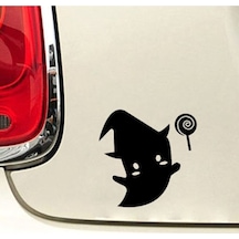 Sevimli Hayalet Tasarım Oto Sticker Siyah 19 19 Cm