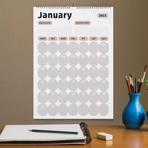 2027 Duvar Takvimi, Aylık Planlama Duvar Takvimi, Duvar Planlayıcısı, Pastel Boho Renk