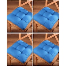 Altınpamuk Altınpamuk 4'Lü Lüx Pofidik Mavi Sandalye Minderi Özel Dikişli Ba