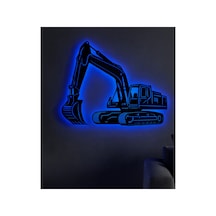 Led Işıklı Ekskavatör İnşaat Temalı İş Makinesi Tablosu Dekoratif Duvar Dekoru Mavi - 801016783 Mavi