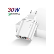 Kuulaa 3 Usb Girişli Qc3.0+pd 30w Hızlı Şarj Dijital Ekran Şarj Başlığı Hızlı Şarj Başlığı