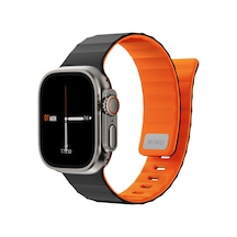 Watch 10 46mm Uyumlu Wiwu Mag Secur Serisi Silikon Kordon Siyah - Turuncu