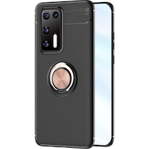 Newface Huawei P40 Kılıf Range Yüzüklü Silikon - Siyah-gold