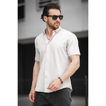 Trc 2808 Otoban Kumaş Slim Likralı Kısa Kol Erkek Gömlek 001