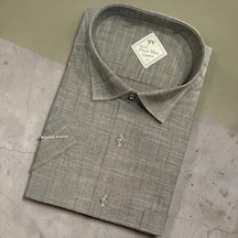 Eren Style Linen Keten Klasik %100 Cotton Kısa Kollu Terletmeyen Gömlek Haki