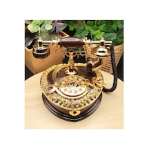 Nostaljik Polyester Telefon Müzik Ve Takı Mücevher Kutusu Kahverengi 208883636