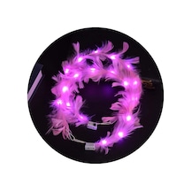 Mey İthalat Led Işıklı Rengarenk Yanan 3 Fonksiyonlu Otrişli Parti Tacı Pembe Renk 12x12 Cm