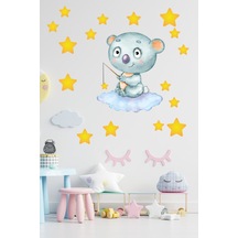 Sevimli Koala Ve Yıldızlar Çocuk Odası Duvar Sticker 60x60 Cm