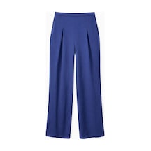 Mixray 4774 Kadın Bol Paça Pileli Pantalon Lacivert