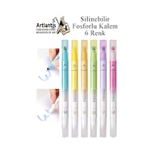 Silinebilir Fosforlu Kalem 6 Renk 1 Paket Mikro Silinebilir İşaretleme Kalemi Çift Başlı Pürüzsüz Yazma Ve Silme Çok Renkli