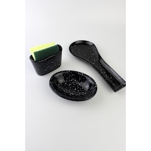 3 Parça Mutfak Set Kaşıklık Süngerlik Katı Sabunluk