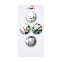 Cookie Run Kingdom White Lily Cookie 3'lü Metal Rozet Seti 58mm İğneli Buton Çanta Yaka Rozeti Çok Renkli