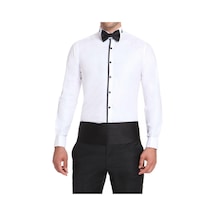 Efor Slim Fit Duble Manşet Önü Biyeli Ata Yaka Beyaz Damatlık Smokin Gömlek Gk 502 Beyaz